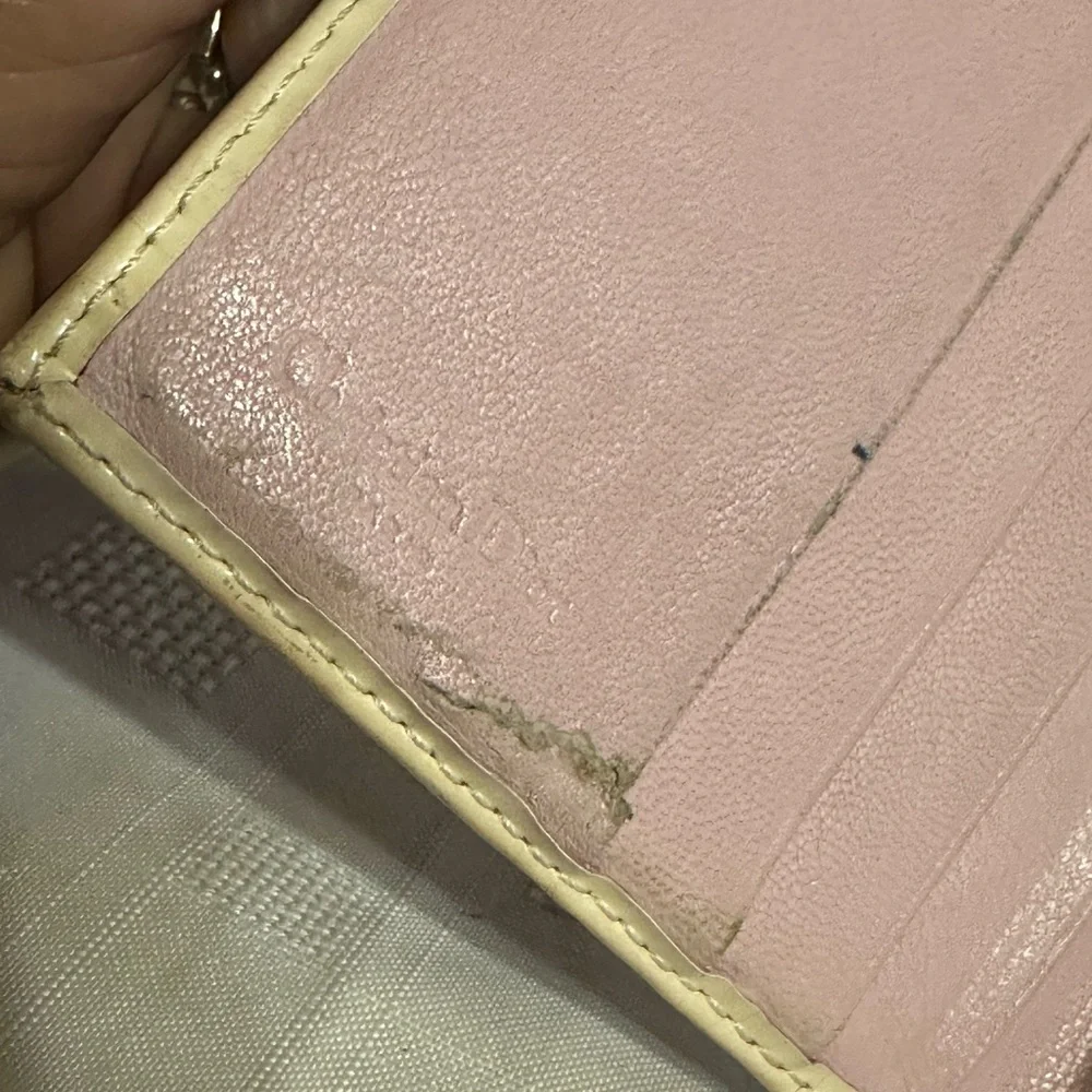 Christian Dior Pink and Cream trotter Logo tri fold Wallet number 1 vintage
